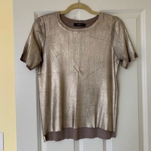 Zara Metallic Knit T-Shirt (Size SM)
